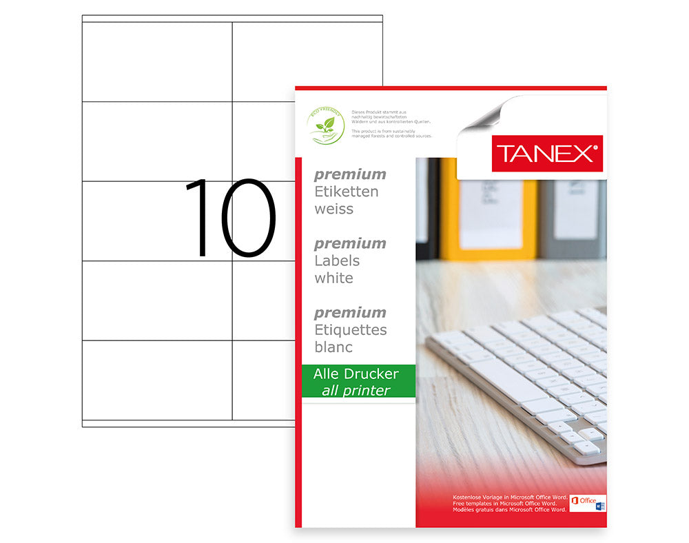 ETICHETE 10/A4 105*57MM COLTURI DREPTE 100/TOP TANEX ETICHETE 10/A4 105*57MM COLTURI DREPTE 100/TOP TANEX